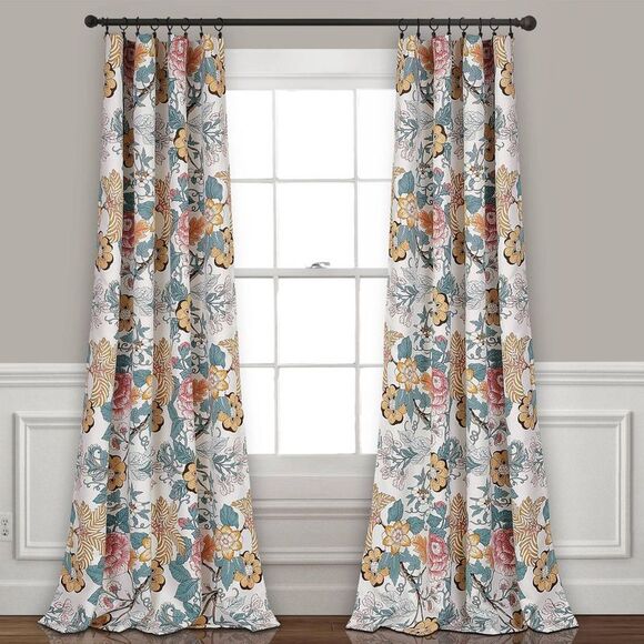 Lush Decor - 95"x52" Sydney Light Filtering Window Curtain Pane Blue/Yellow - Picture 1 of 4